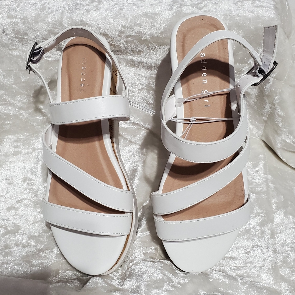 Madden Girl White Cork Platform Sandals B10 Gem